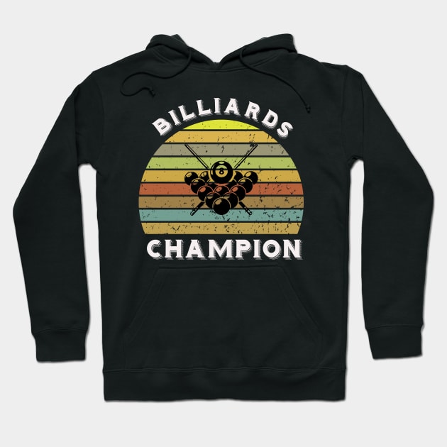 Billiards champion - retro sunset design Hoodie by BB Funny Store